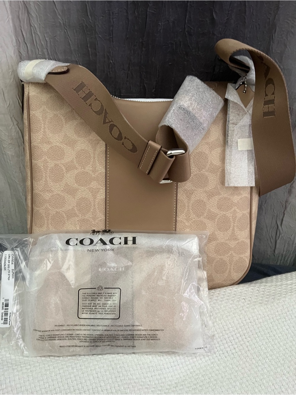 Coach Willow Crossbody Bag in Khaki and Tan with matching wallet